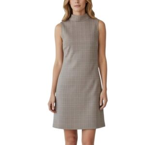 Calvin Klein Mod Shift Dress Size 6 Textured Grid Knit Mock Neck Classic Career